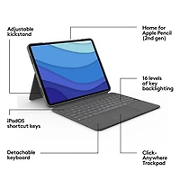 Étui-clavier Combo Touch de Logitech avec pavé pour iPad Pro 12,9 po (5e/6e gén.) - Gris Oxford - Anglais
