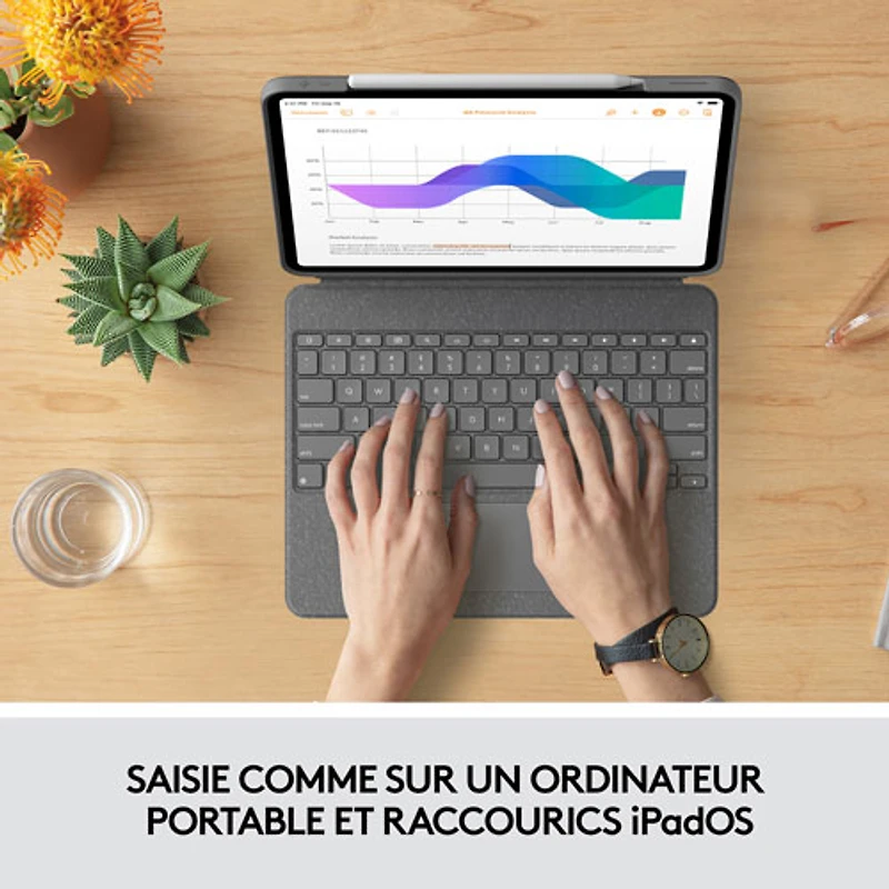 Étui-clavier Combo Touch de Logitech avec pavé pour iPad Pro 12,9 po (5e/6e gén.) - Gris Oxford - Anglais