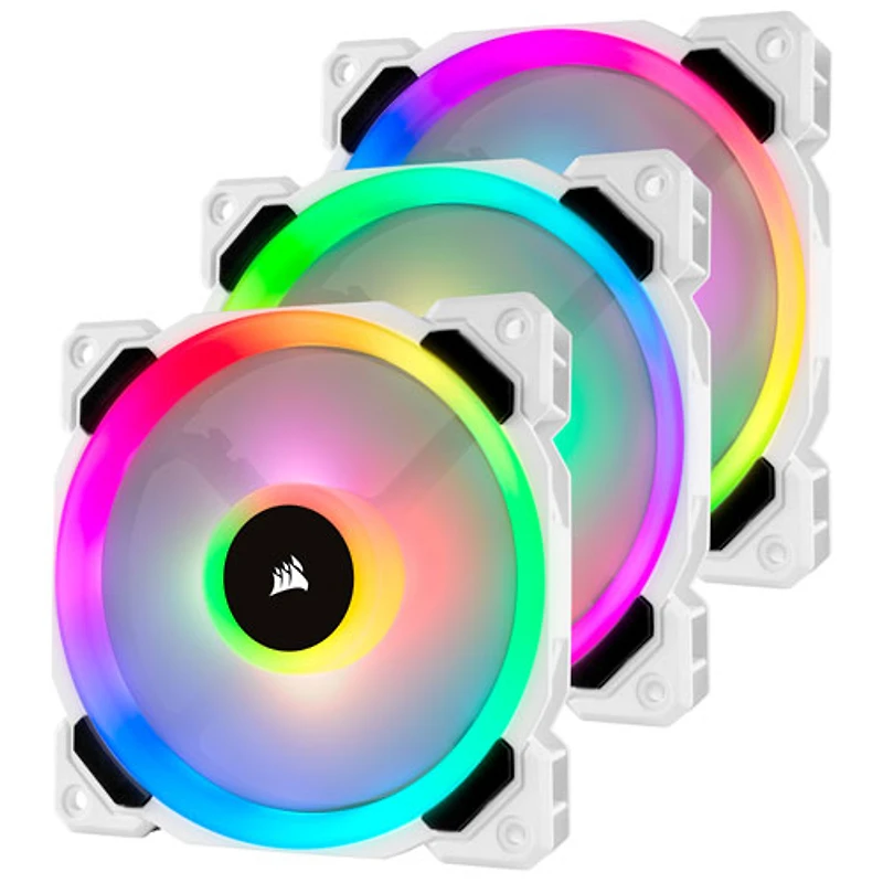 Ensemble de trois ventilateurs de 120 mm DEL RVB MID LL120 de Corsair - Blanc