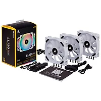 Ensemble de trois ventilateurs de 120 mm DEL RVB MID LL120 de Corsair - Blanc