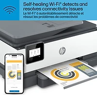 Imprimante à jet d'encre tout-en-un sans fil OfficeJet 8015e de HP - Essai de 6 mois de Instant Ink de HP inclus*
