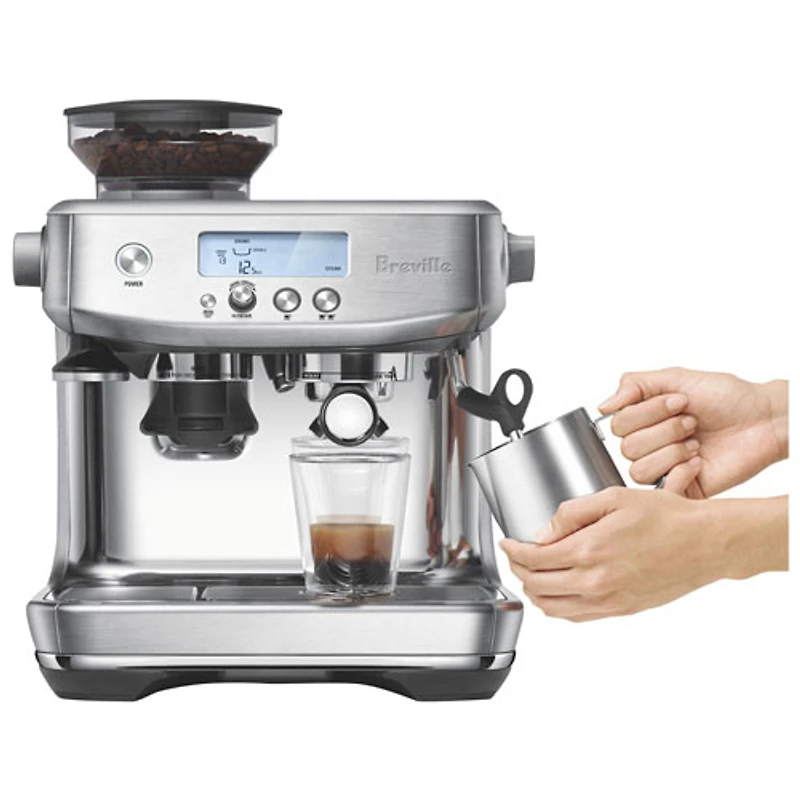 Machine à espresso Barista Pro de Breville avec mousseur et moulin à café - Acier inoxydable noir
