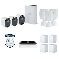 Ensemble de surveillance avec 3 caméras à projecteur ponctuel sans fil 4 K intérieur/extérieur Arlo Pro 2 - Blanc - Exclusivité Best Buy