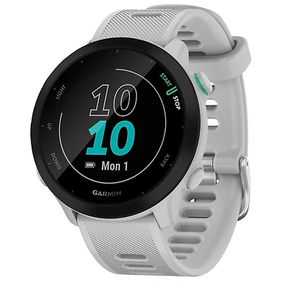 Montre intelligente Bluetooth Forerunner 55 de Garmin pour la course - Blanc