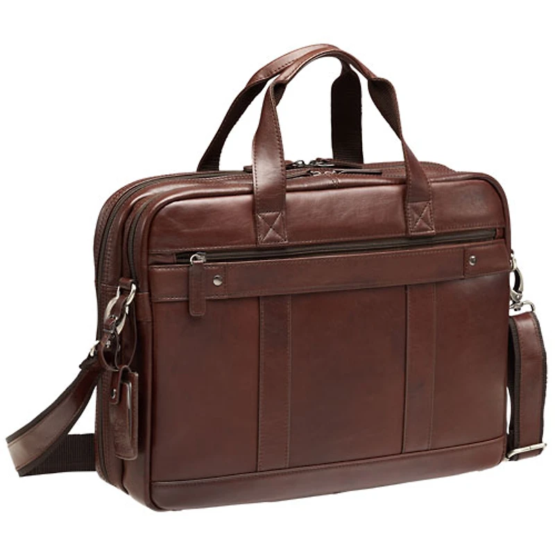 Mallette en cuir à deux compartiments pour portable 15,6 po Beverly Hills de Mancini (95-804) - Brun