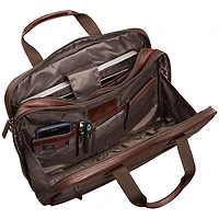 Mallette en cuir à deux compartiments pour portable 15,6 po Beverly Hills de Mancini (95-804) - Brun