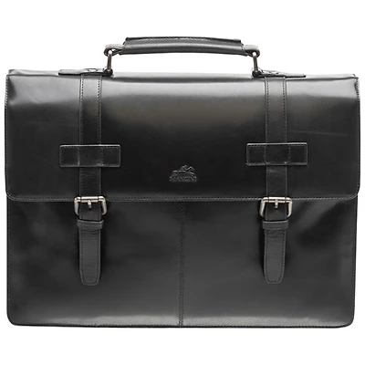 Mallette en cuir à deux compartiments pour portable de 15,6 po Buffalo de Mancini (99-5434) - Noir