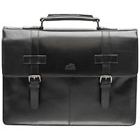Mancini Buffalo Double Compartment Leather 15.6" Laptop Briefcase (99-5434) - Black