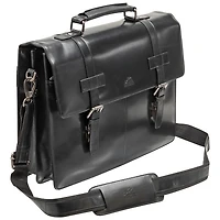 Mancini Buffalo Double Compartment Leather 15.6" Laptop Briefcase (99-5434) - Black