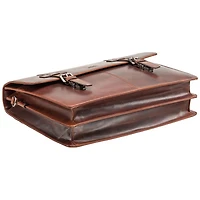Mancini Buffalo Double Compartment Leather 15.6" Laptop Briefcase (99-5434) - Brown
