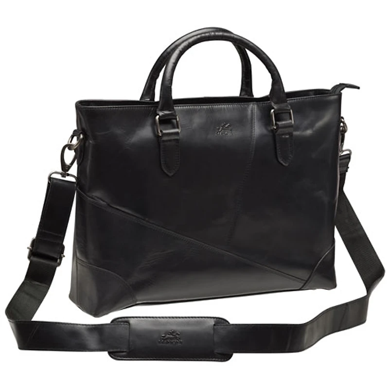 Mancini Buffalo Leather 14" Laptop Tote (99-5480) - Black