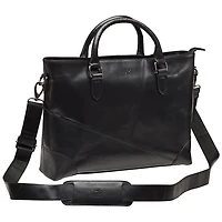 Mancini Buffalo Leather 14" Laptop Tote (99-5480) - Black