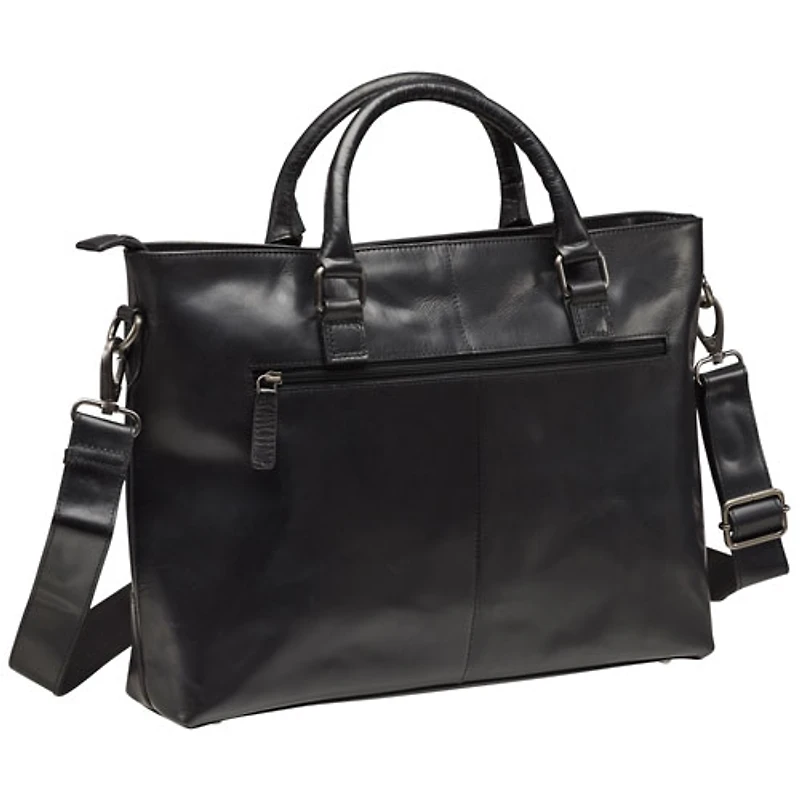 Mancini Buffalo Leather 14" Laptop Tote (99-5480) - Black