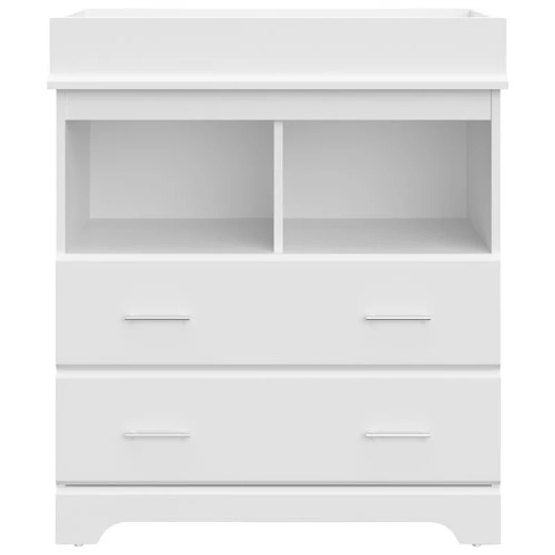 Commode à table à langer à 2 tiroirs et 2 tablettes Brookside de Storkcraft - Blanc