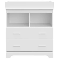 Commode à table à langer à 2 tiroirs et 2 tablettes Brookside de Storkcraft - Blanc