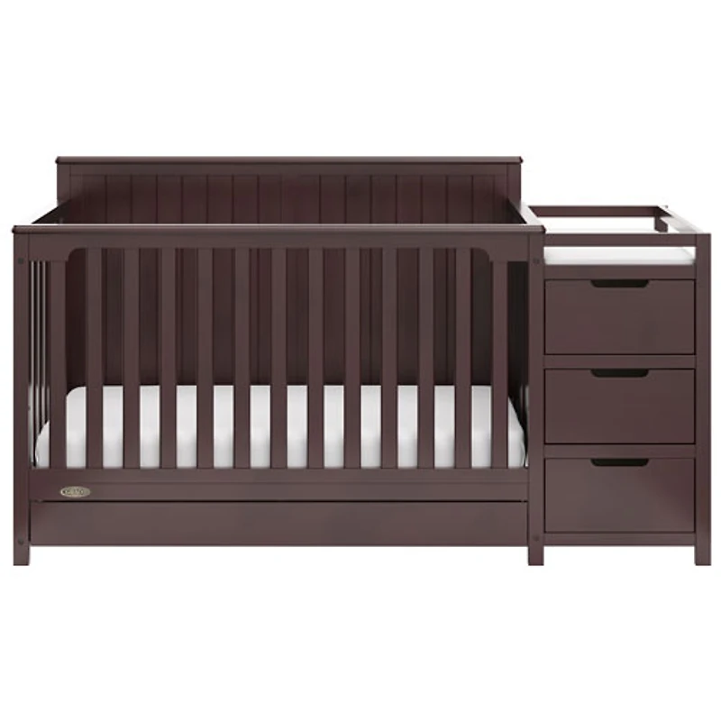 Lit de bébé transformable 4-en-1 Hadley de Graco avec table à langer à 3 tiroirs - Expresso