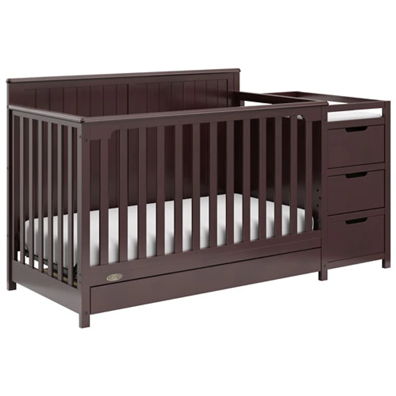 Lit de bébé transformable 4-en-1 Hadley de Graco avec table à langer à 3 tiroirs - Expresso