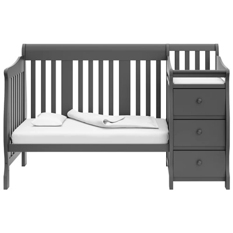 Storkcraft Portofino 4-in-1 Convertible Crib with 3-Drawer Changing Table - Grey