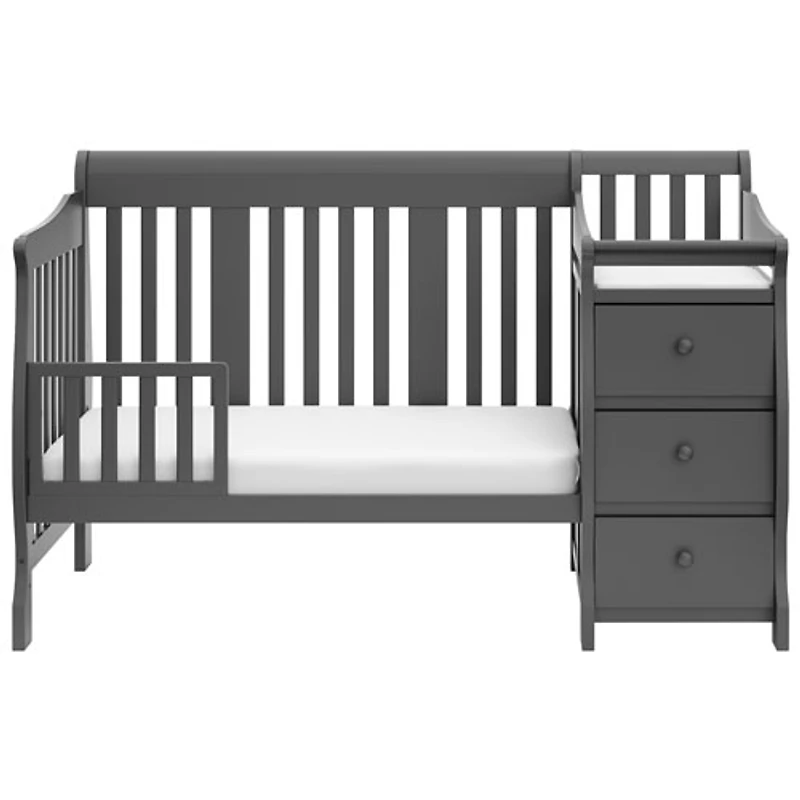Storkcraft Portofino 4-in-1 Convertible Crib with 3-Drawer Changing Table - Grey