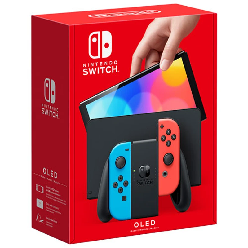 Console Nintendo Switch (Modèle OLED) - Rouge néon/bleu