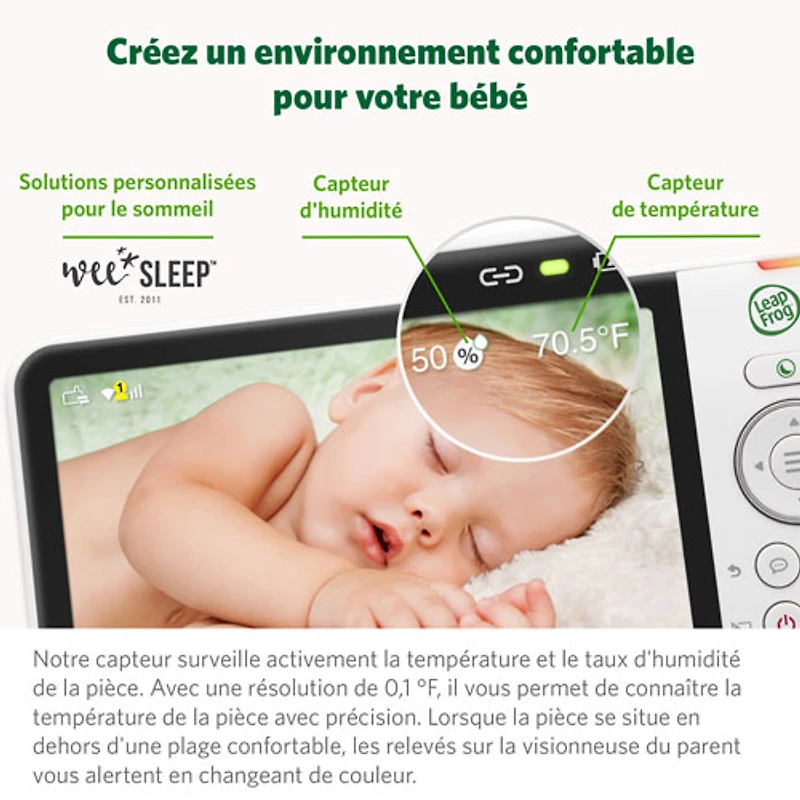 Interphone vidéo Wi-Fi 5 po de LeapFrog avec vision nocturne, zoom et audio bidirectionnel (LF815HD)