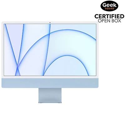 Boîte ouverte - iMac 24 po Apple (printemps 2021) - Bleu (M1 Apple/proc. 7 coeurs/SSD 256 Go/RAM 8 Go) - Ang