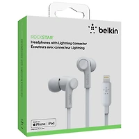 Écouteurs boutons à isolation sonore avec connecteur Lightning SoundForm de Belkin - Blanc