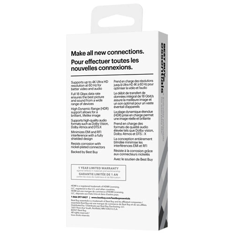 Câble HDMI de 0,9 m (3 pi) Best Buy Essentials - Exclusivité Best Buy