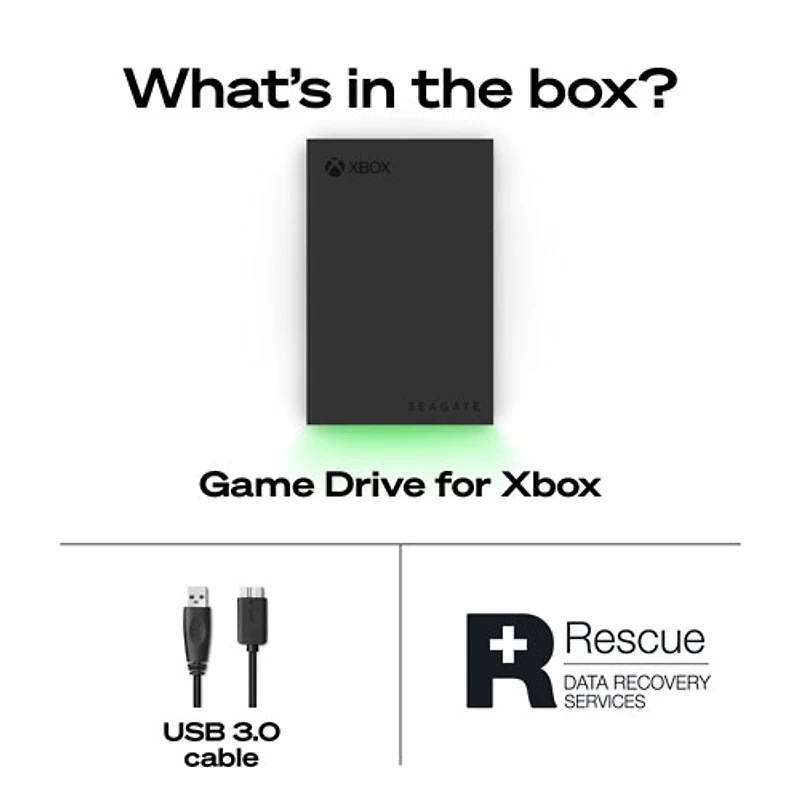 Disque dur externe portatif USB 3.0 2 To certifié Xbox de Seagate avec barre DEL verte (STKX2000400)
