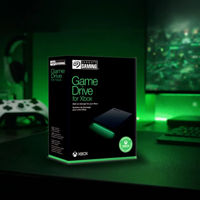 Disque dur externe portatif USB 3.0 2 To certifié Xbox de Seagate avec barre DEL verte (STKX2000400)
