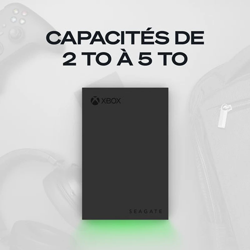 Disque dur externe portatif USB 3.0 2 To certifié Xbox de Seagate avec barre DEL verte (STKX2000400)