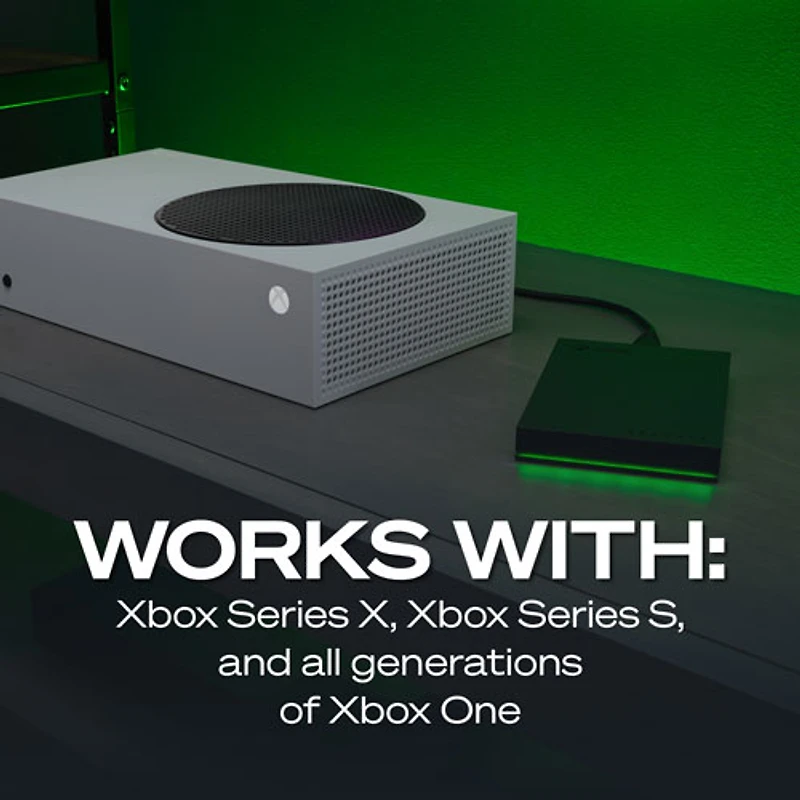 Disque dur externe portatif USB 3.0 2 To certifié Xbox de Seagate avec barre DEL verte (STKX2000400)