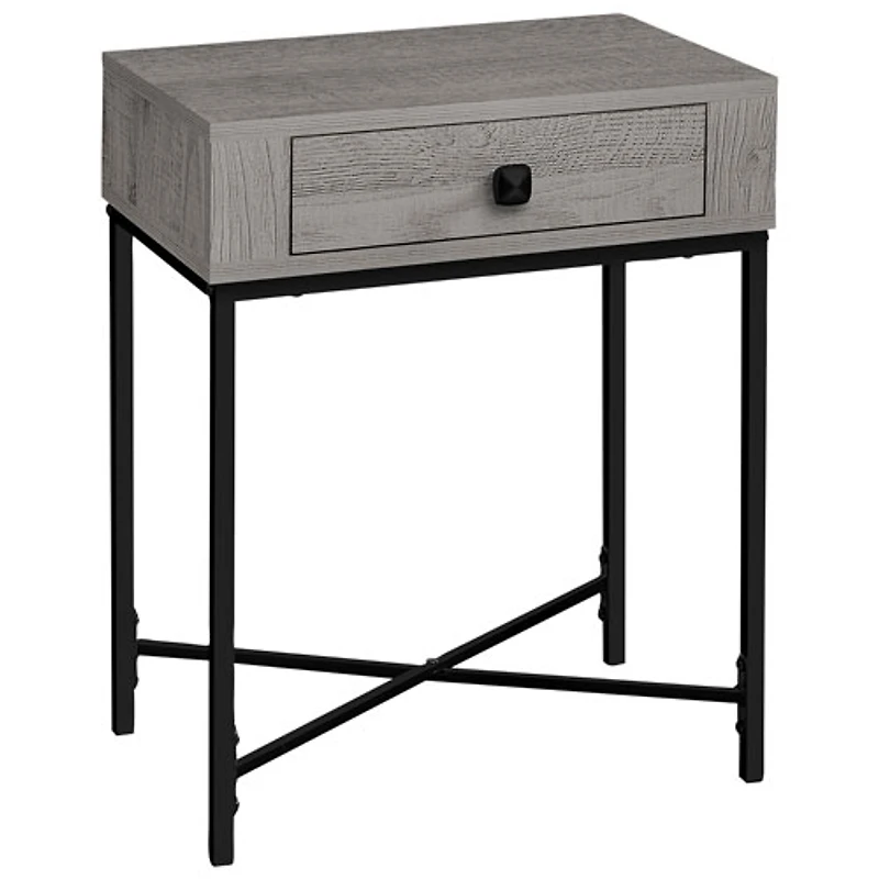 Table de bout rectangulaire contemporaine de Monarch - Gris/Métal noir