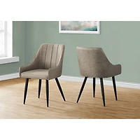 Chaise de salle à manger contemporaine à accoudoirs en similicuir Monarch - Ensemble de 2 - Taupe