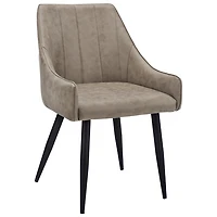 Chaise de salle à manger contemporaine à accoudoirs en similicuir Monarch - Ensemble de 2 - Taupe