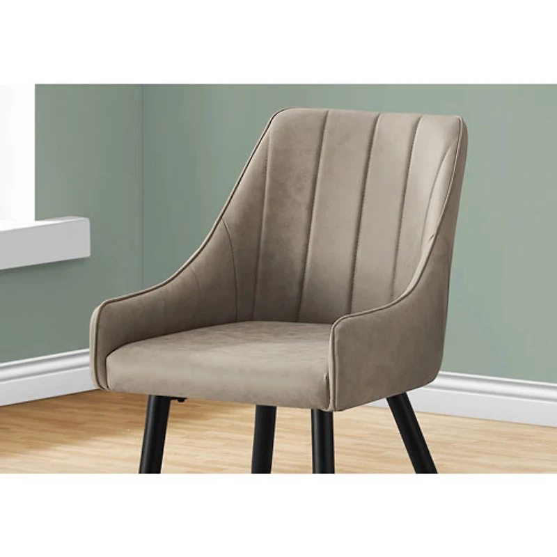 Chaise de salle à manger contemporaine à accoudoirs en similicuir Monarch - Ensemble de 2 - Taupe