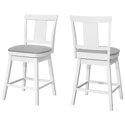 Tabouret de bar pivotant traditionnel à hauteur de comptoir Monarch - Ensemble de 2 - Blanc