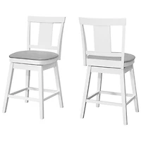 Tabouret de bar pivotant traditionnel à hauteur de comptoir Monarch - Ensemble de 2 - Blanc
