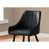 Chaise de salle à manger contemporaine à accoudoirs en similicuir Monarch - Ensemble de 2 - Noir