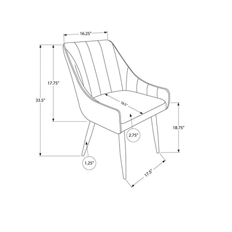 Chaise de salle à manger contemporaine à accoudoirs en similicuir Monarch - Ensemble de 2 - Noir