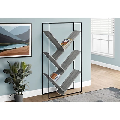 Bibliothèque inclinée de 60 po à 5 tablettes - Gris