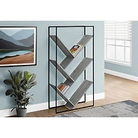 Bibliothèque inclinée de 60 po à 5 tablettes - Gris