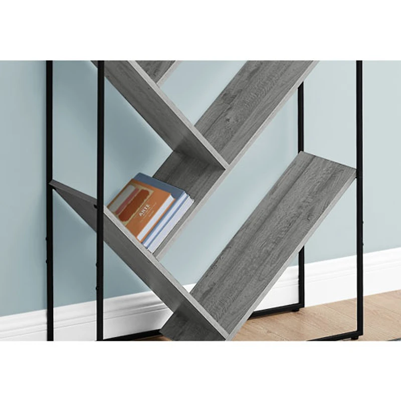 Bibliothèque inclinée de 60 po à 5 tablettes - Gris