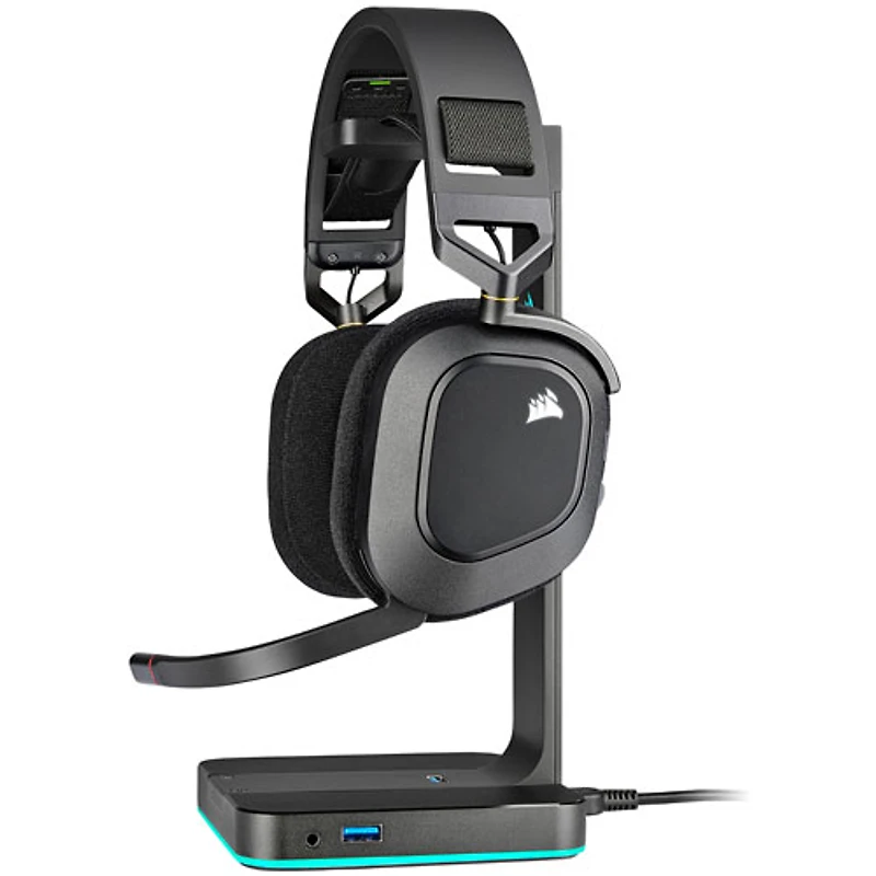 Casque de jeu sans fil HS80 RGB avec microphone de Corsair - Carbone