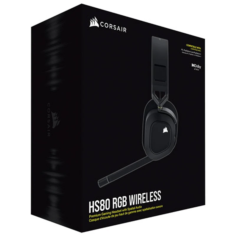 Casque de jeu sans fil HS80 RGB avec microphone de Corsair - Carbone