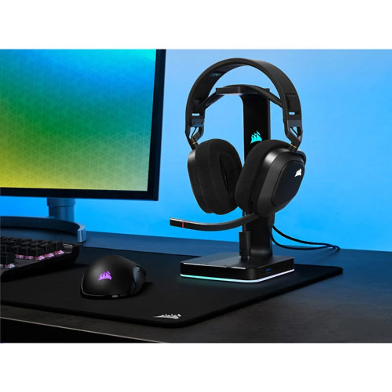 Casque de jeu sans fil HS80 RGB avec microphone de Corsair - Carbone