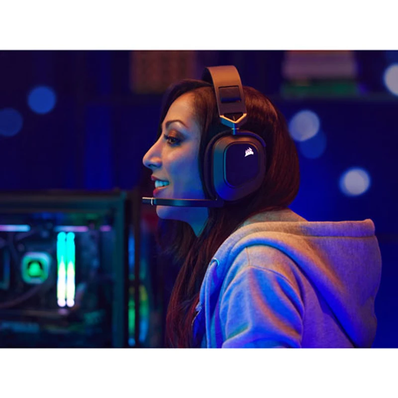 Casque de jeu sans fil HS80 RGB avec microphone de Corsair - Carbone