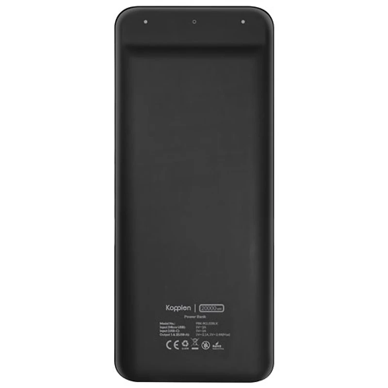 Chargeur portable compact à deux ports USB de 20 000 mAh de Kopplen - Noir