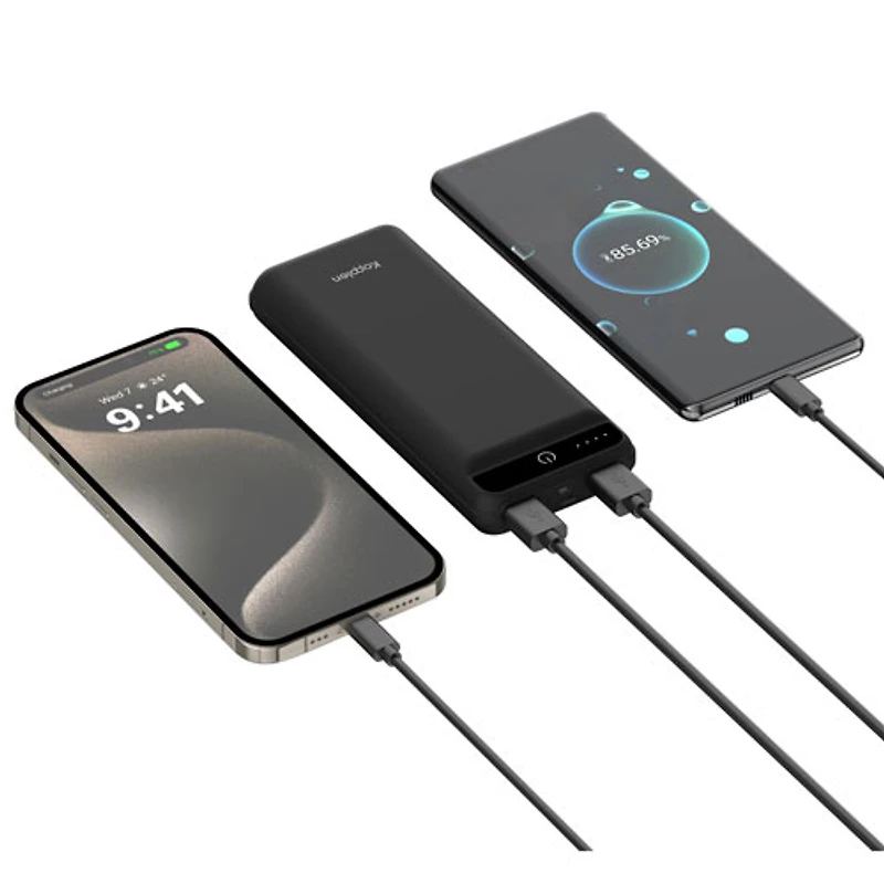 Chargeur portable compact à deux ports USB de 20 000 mAh de Kopplen - Noir