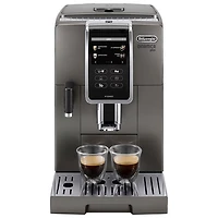 Machine à espresso automatique Dinamica Plus Connected de De'Longhi avec mousseur et moulin à café - Titane